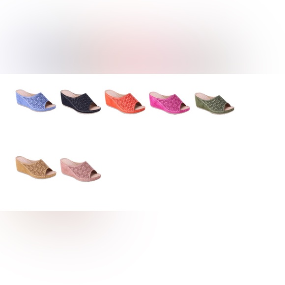 Italina Coastal Blue Slide In Wedge Heeled Comfort Mule - Picture 5 of 8